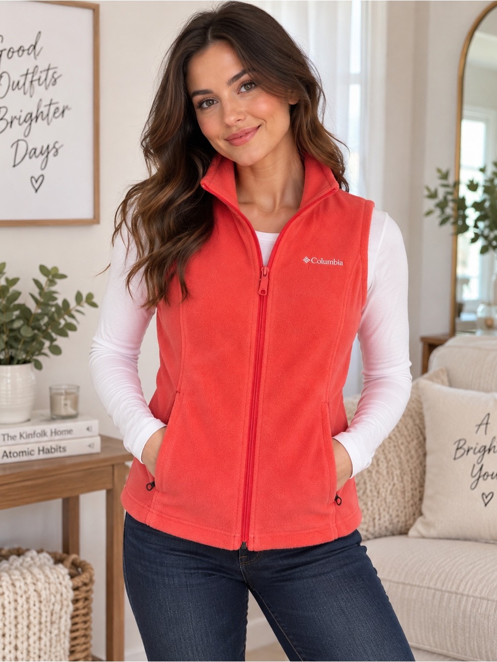 Columbia Women's Coral-Red Fleece Vest